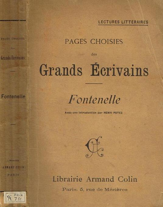 Pages choisies des grands écrivains. Fontenelle - copertina