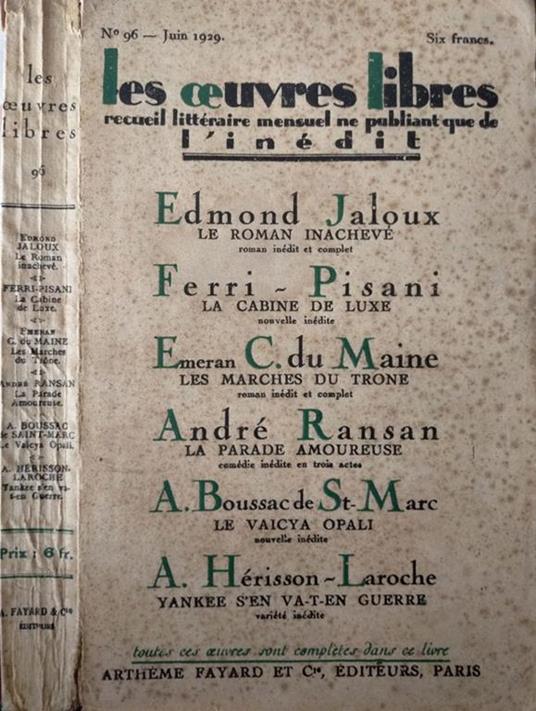 Les oeuvres libres - copertina