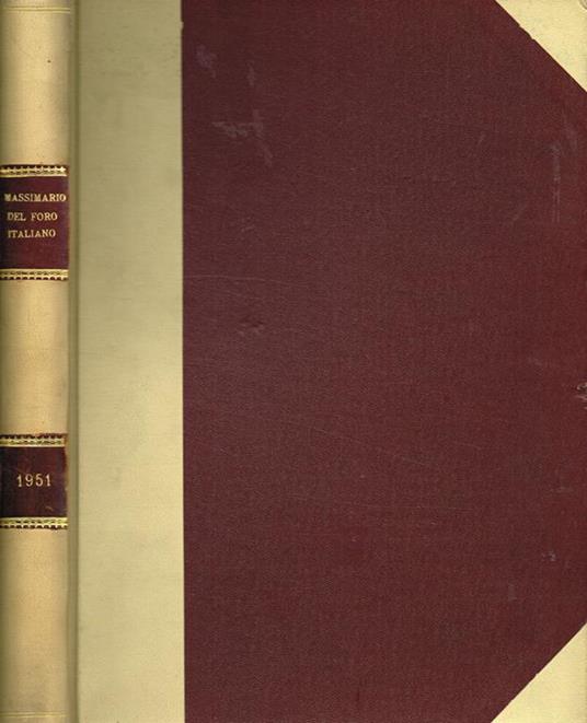 Il massimario del foro italiano 1951 vol.XX - copertina