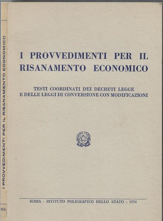 I provvedimenti per il risanamento economico - copertina