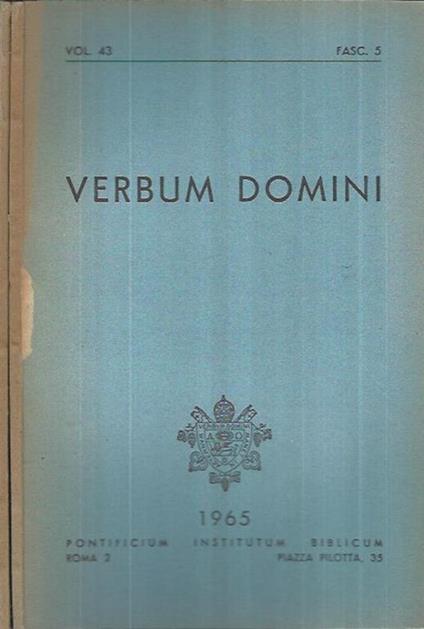 Verbum Domini 1965 Vol. 43 Fasc. 5,6 - copertina
