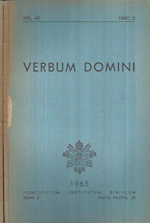 Verbum Domini 1965 Vol. 43 Fasc. 5,6 - copertina