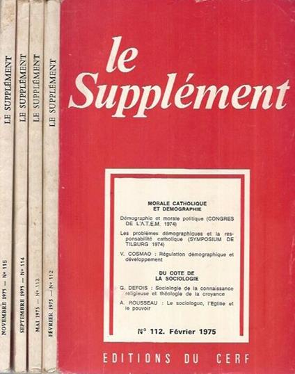 Le Supplement N° 112 - 112 - 113 - 114 del 1975 - copertina