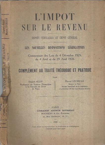 L' Impôt sur le Revenu - copertina
