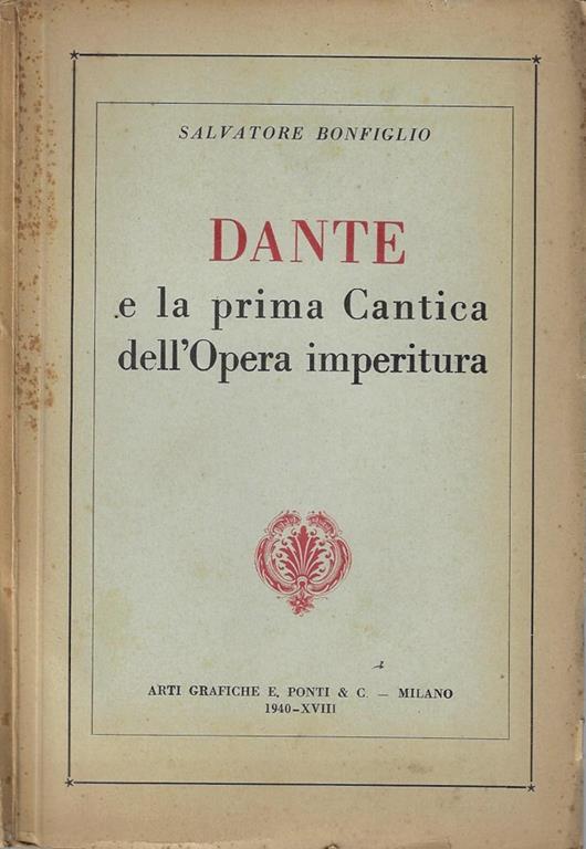 Dante - Salvatore Bonfiglio - copertina