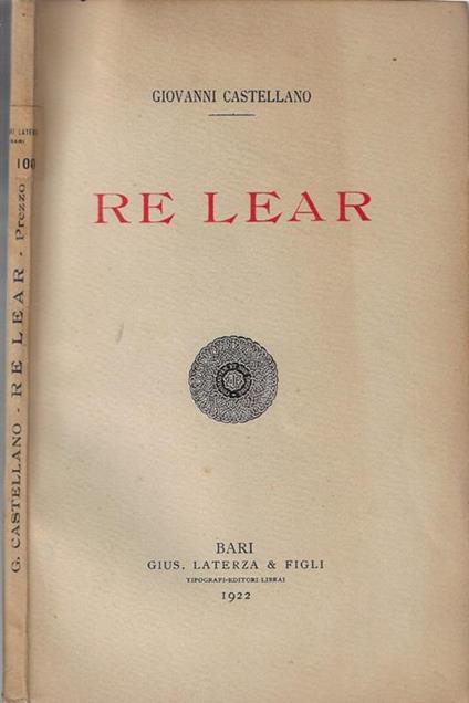 Re Lear - Giovanni Castellano - copertina