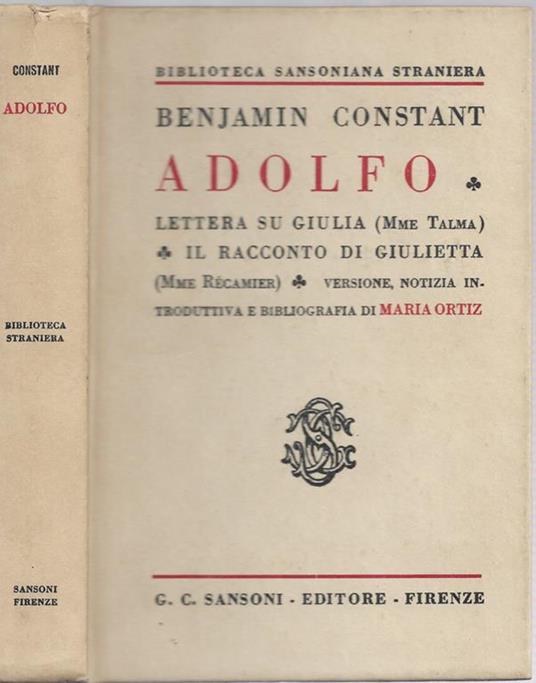 Adolfo - Benjamin Constant - copertina