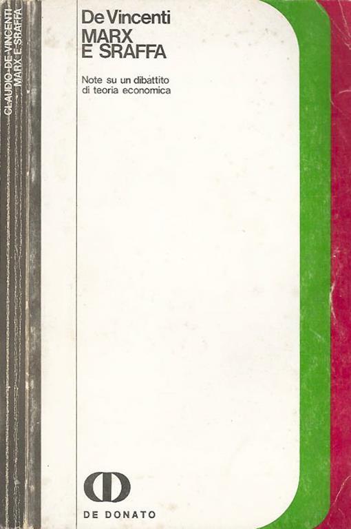 Marx e Sraffa - Claudio De Vincenti - copertina