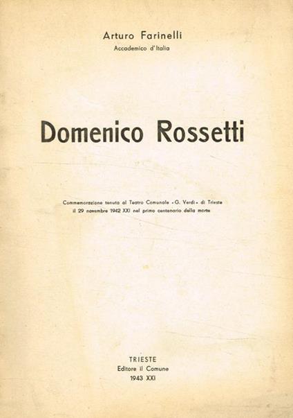 Domenico Rossetti - Arturo Farinelli - copertina