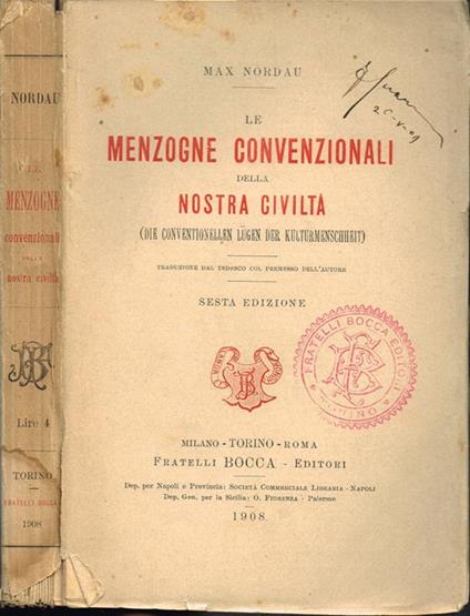 Le menzogne convenzionali della nostra civiltà - Max Nordau - copertina