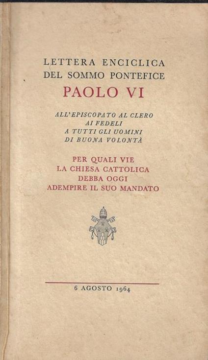 Lettera enciclica del Sommo Pontefice Paolo VI - Paolo VI - copertina