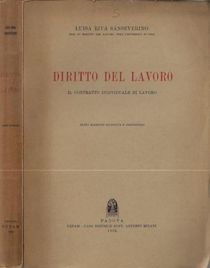 Diritto del lavoro - Luisa Riva Sanseverino - copertina