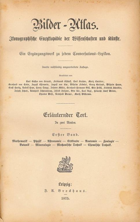 Bilder - Atlas. Ikonographische Encyklopadie Der Wissenschaften Und Kunste. Text I / Text II - copertina