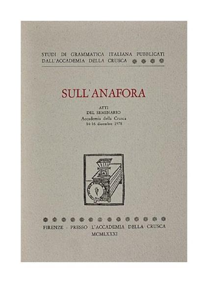 Sull'anafora - copertina