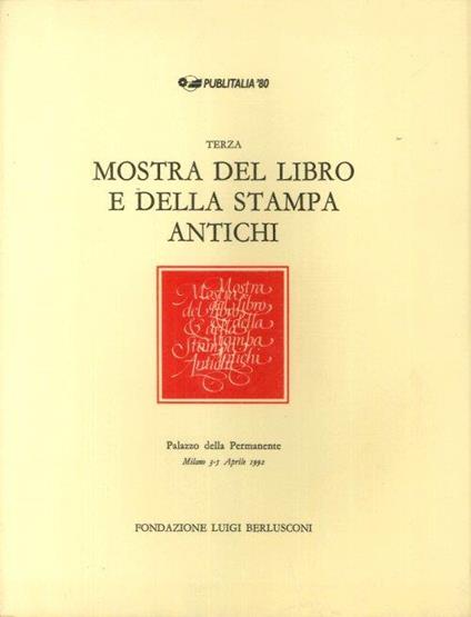 Terza Mostra del Libro e della stampa Antichi - copertina