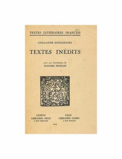Textes Inédits - Guillaume Apollinaire - copertina