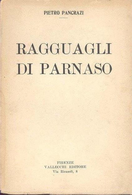 Ragguagli di Parnaso (1912 - 1920) - Pietro Pancrazi - copertina