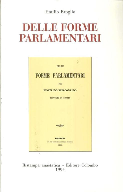 Delle Forme Parlamentari - Emilio Broglio - copertina