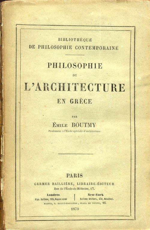 Philosophie de l'architecture en Grèce - copertina
