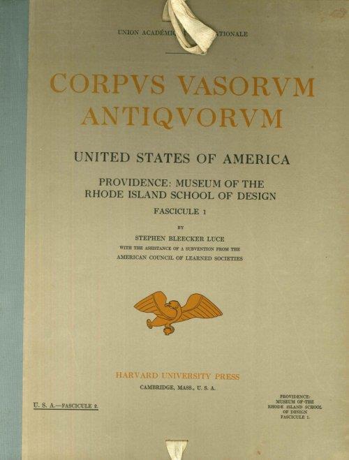 Corpus Vasorum Antiquorum United States of America. Providence: Museum of the Rhode Island School of Design. Fascicule I - copertina