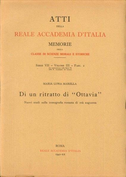 Di un ritratto di "Ottavia" - Mario Marella - copertina