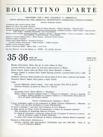 Bollettino d'Arte. 1986 35-40 - copertina