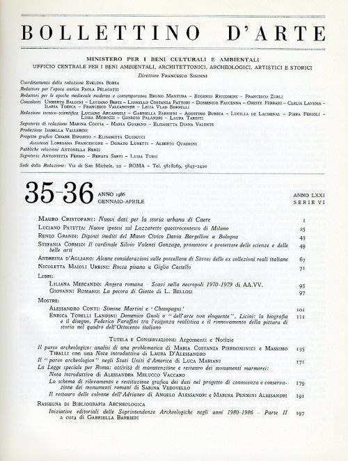 Bollettino d'Arte. 1986 35-40 - copertina