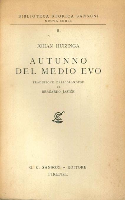 Autunno del Medio Evo - Johan Huizinga - copertina