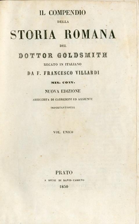 Il compendio della storia Romana - Francesco Villardi - copertina