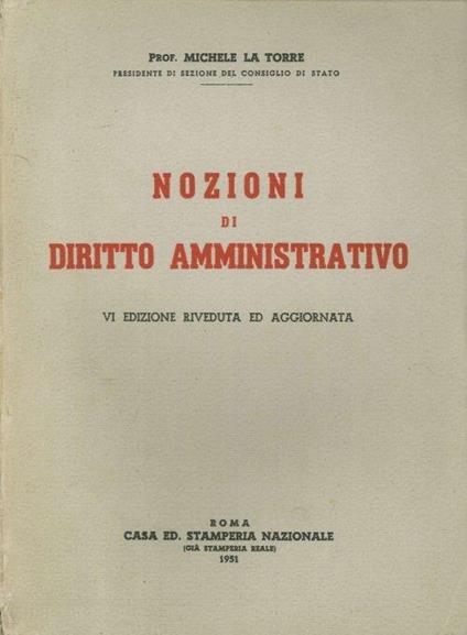 Nozioni di Diritto Amministrativo - Michele La Torre - copertina
