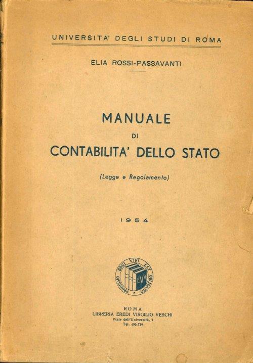 Manuale di Contabilità dello Stato. Legge e Regolamento 1954 - copertina