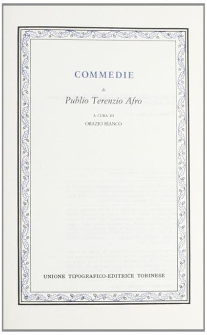 Terenzio. Commedie - P. Afro Terenzio - copertina