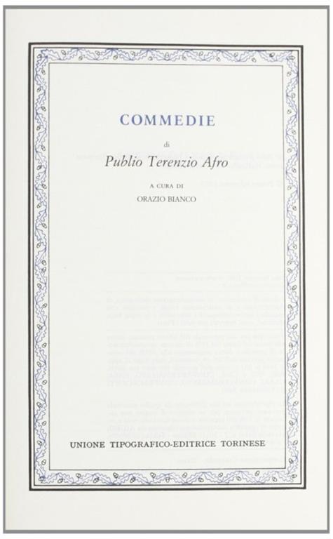 Terenzio. Commedie - P. Afro Terenzio - copertina