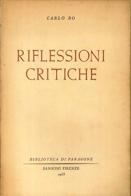 Riflessioni Critiche - Carlo Bo - copertina