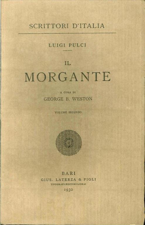 Il Morgante - Luigi Pulci - copertina