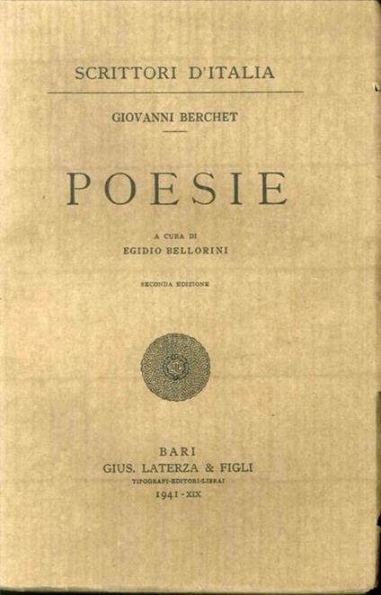 Poesie - Giovanni Berchet - copertina