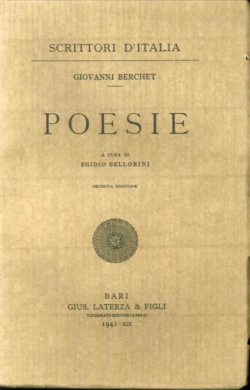 Poesie - Giovanni Berchet - copertina