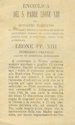 Lettera enciclica ai patriarchi, primati, arcivescovi vescovi ed altro ordinari aventi pace e comunione colla Sede Apostolica. Sul Rosario Mariano
