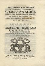 Dell'errore che persiste di attribuirsi le pitture al Santo Evangelista. Lezione di Domenico M. Manni stata recitata nel mese di settembre 1765 nell'accademia dei Sepolti di Volterra