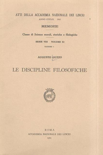 Le discipline filosofiche - Augusto Guzzo - copertina
