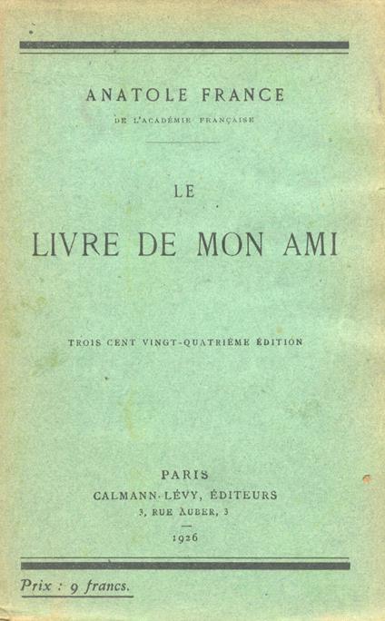 Le livre de mon ami - Anatole France - copertina