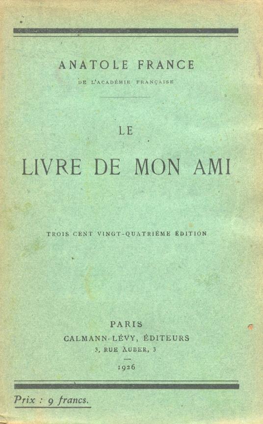 Le livre de mon ami - Anatole France - copertina