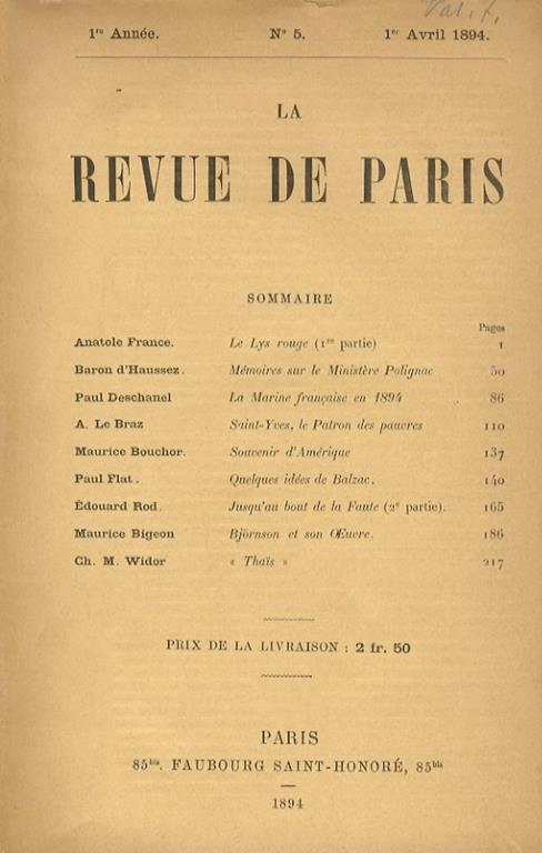 Le Lys rouge - Anatole France - copertina