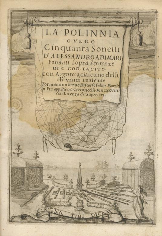 La Polinnia overo cinquanta sonetti d'Alessandro Adimari fondati sopra sentenze di G. Corn. Tacito. Con argom. a ciascuno d'essi, ch'uniti insieme formano un breve discorso polit e morale - Alessandro Adimari - copertina