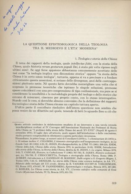 La questione epistemiologica della teologia tra il medioevo e l'età moderna - Andrea Milano - copertina