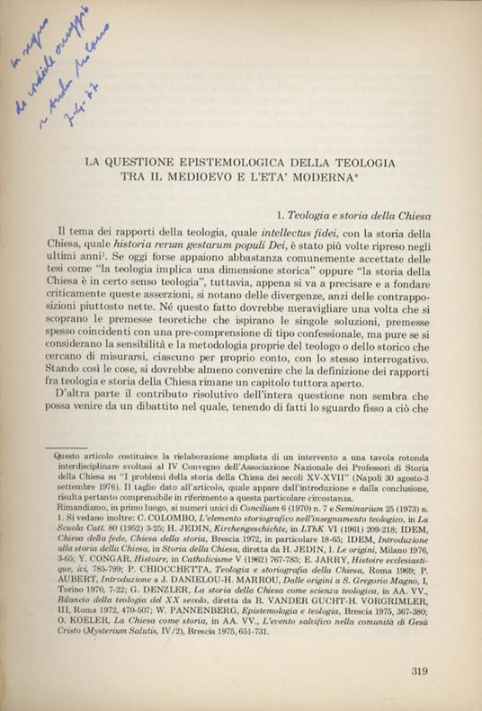 La questione epistemiologica della teologia tra il medioevo e l'età moderna - Andrea Milano - copertina