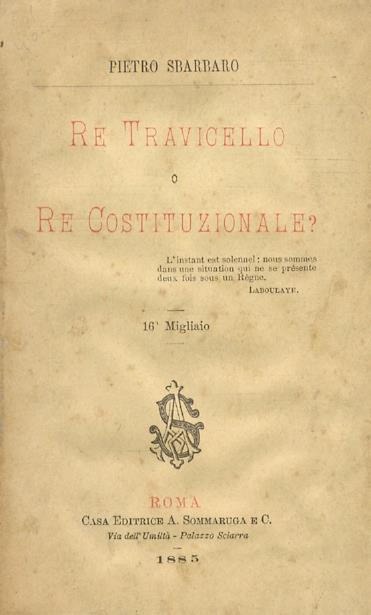 Re Travicello o Re Costituzionale? 16° migliaio - Pietro Sbarbaro - copertina