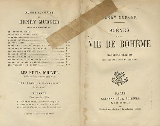 Scenes de la vie de Bohème. Nouvelle édition - Henry Murger - copertina