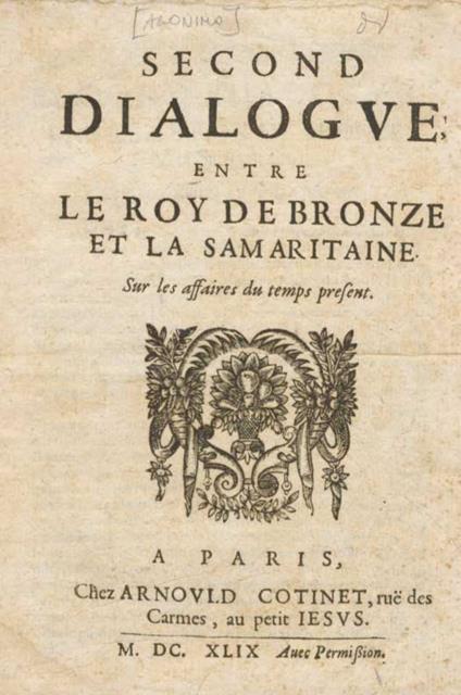 Second Dialogue entre le Roy de Bronze et la Samaritaine, Sur les affaires du temps present - copertina