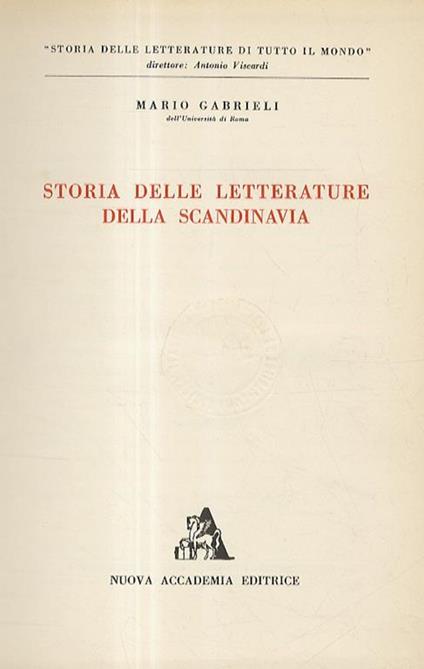 Storia delle letterature della Scandinavia - Mario Gabrieli - copertina
